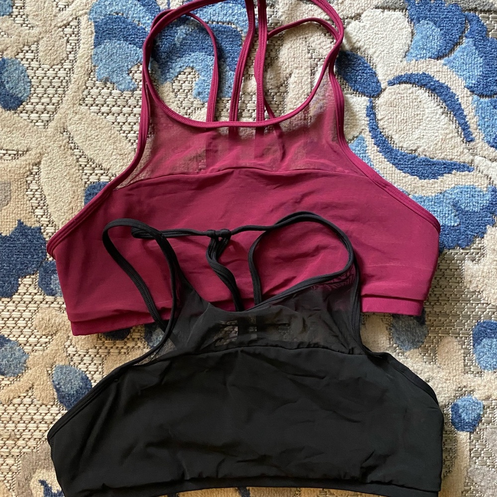 TWO Lululemon Sports Bras Size 10 Black Red